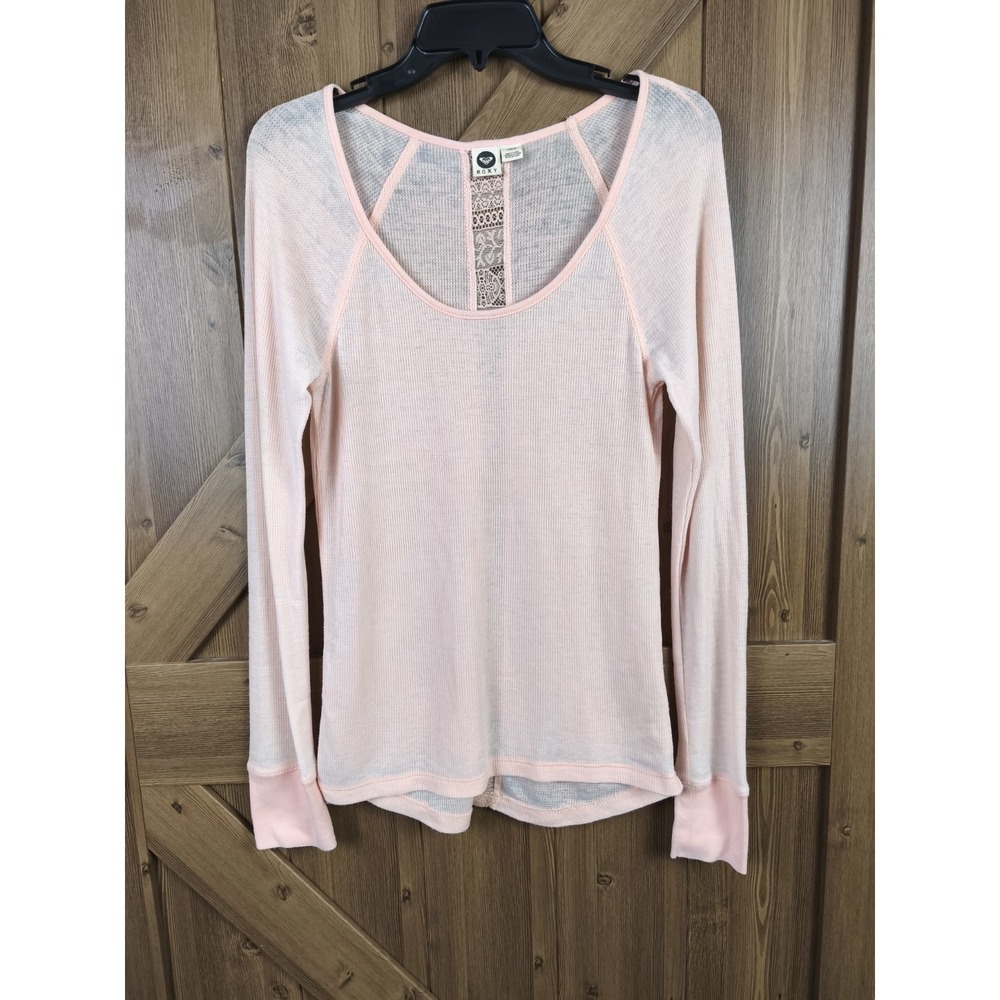Vintage Y2K Roxy Thermal Shirt White Pink Boho XL